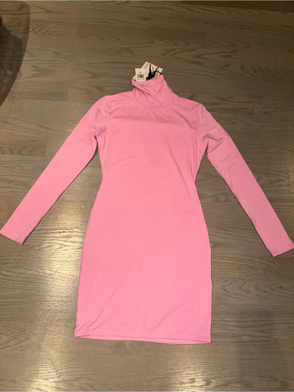 naked wardrobe Pink Turtleneck Long-Sleeve Bodycon Dress - Picture 2 of 4